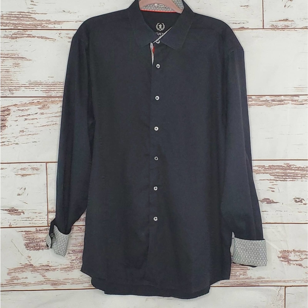 Bugatchi Uomo Black Textured Button Up Shirt Xl - image 1